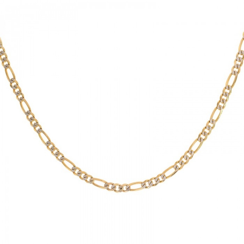 14K Yellow Gold Diamond Cut Figaro Link 24" Chain